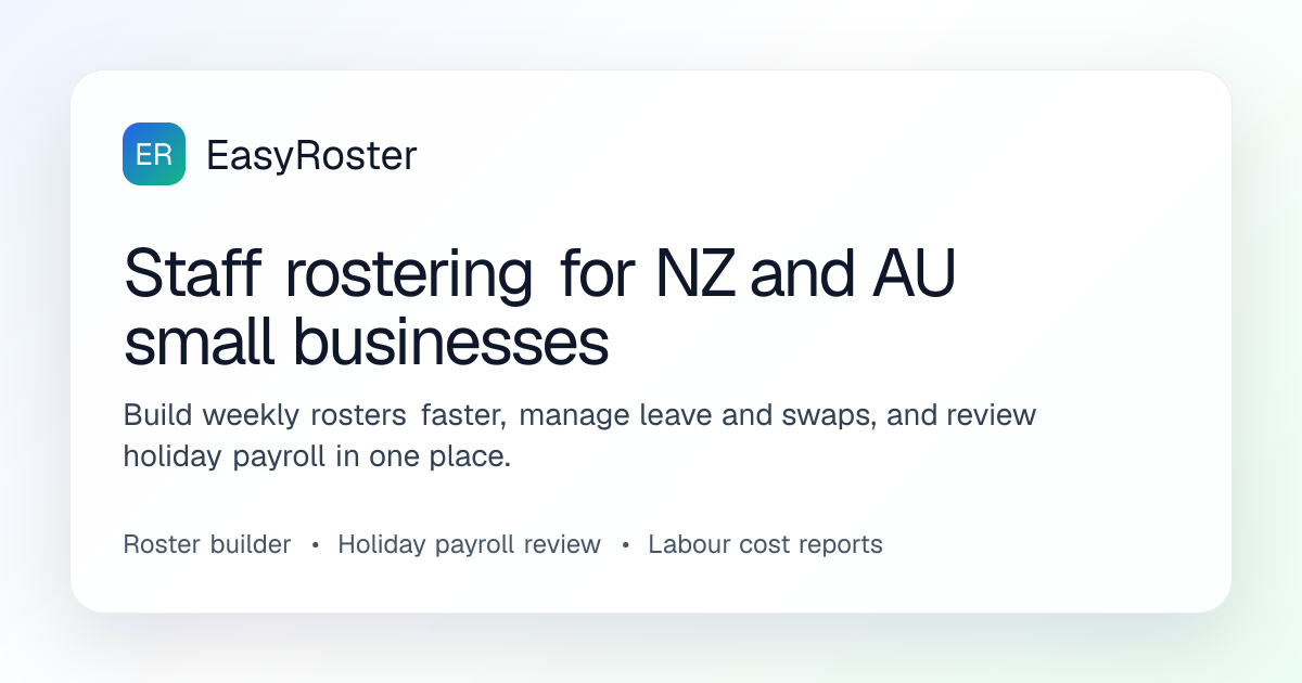 Staff Rostering Software for NZ & AU Small Businesses | EasyRoster
